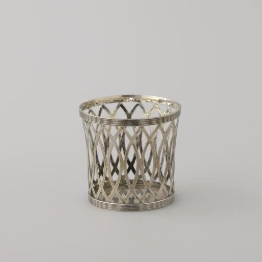 Two Small (B and D) and Two Larger (A and C) Baskets or Containers, Openwork with Interlaced Ovals and Fillet Edges Along the Lower and Upper Sides