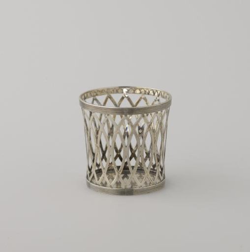 Two small (B and D) and two larger (A and C) baskets or containers, openwork with interlaced ovals and fillet borders along the lower and upper sides