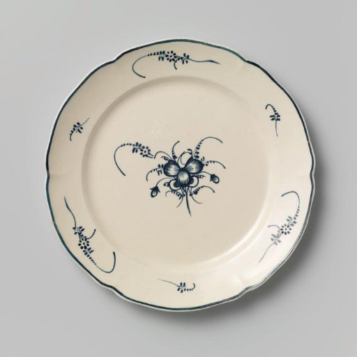 Plate of English hard-fired earthenware, Boch fine faience.