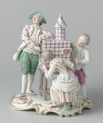 Figure of a man with a diorama