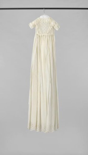 Baby dress of fine linen with English embroidery in the style of the Restoration