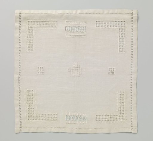 Open Needlework Panel of White Linen on Linen