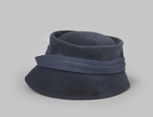 Lady's hat of blue felt with blue felt band