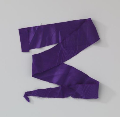 Fragment of Purple Moiré Silk; Accompanying Two Other Fabric Fragments of a Purple Gala Gown
