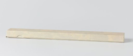 Fan box made of cardboard covered with grey/beige watered paper and lined with speckled beige paper