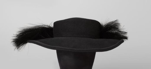 Hat of Black Felt with Two Side Feathers of Aigrette