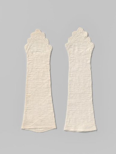 Mitten of Knitted White Cotton
