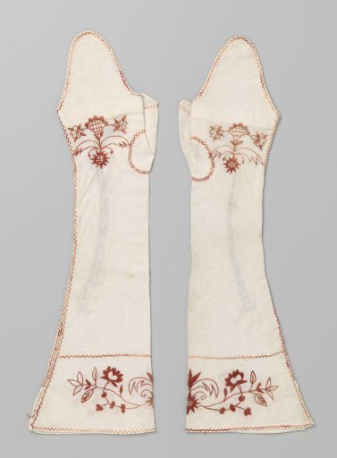 Mitten of White Twill Cotton and Linen