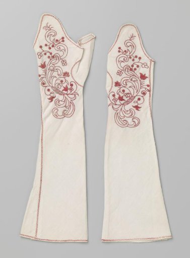Mitten of white twill cotton and linen