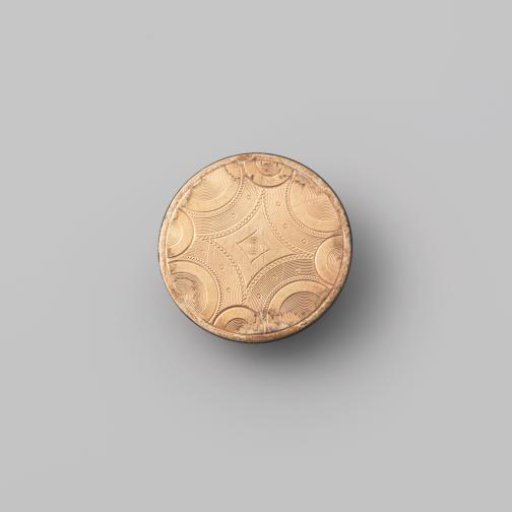 Flat Round Cufflink of Gilt Silver, Decorated with Guilloché of a Diamond with Hollow Sides and Eight Concentric Smooth Circular Arcs Around It