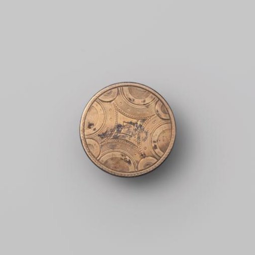 Flat Round Cufflink of Gilt Silver, Decorated with Guilloché of a Diamond with Hollow Sides and Eight Concentric Smooth Circular Arcs Around It