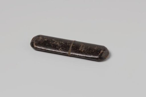 Spectacle Case of Wood(?) Externally Covered with Brown Leather and Internally with Blue Velvet