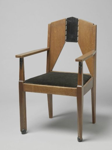 Armchair with a trapezoidal open space in the backrest
