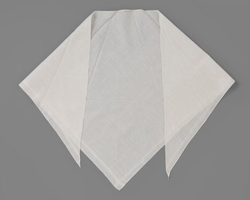Cotton fichu, triangular, with a border of striped binding all around