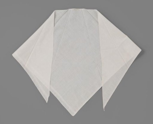 Cotton fichu, triangular, with a border of striped binding all around