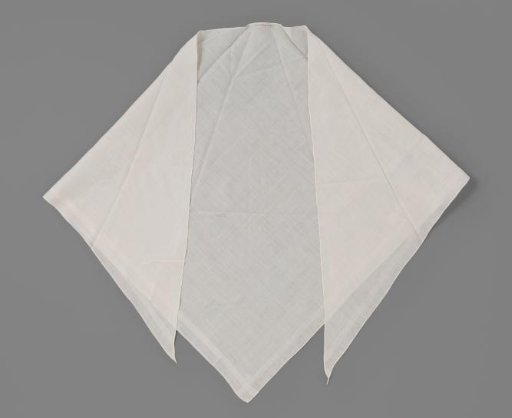 Cotton fichu, triangular, with a border of striped binding all around