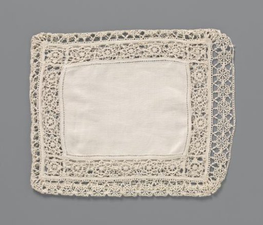 Linen Pillowcase with an Insert of Reticella and an Insert of Bobbin Lace