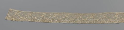 Strip of needle lace with circles in a fine-meshed lower border