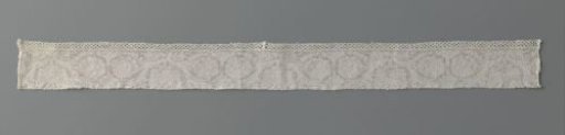 Strip of bobbin lace with three peonies in a symmetrical composition