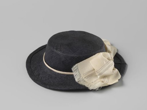 Matelot hat of blue straw, decorated with a white bow