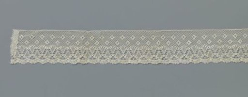 Strip of machine-made lace with diamond-shaped motifs and zigzag band