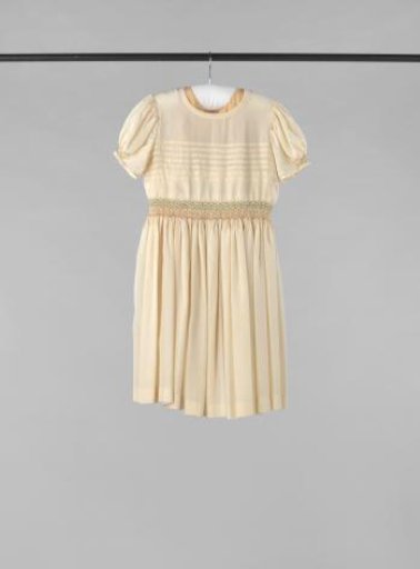 Dress for a Sower of Smocked, Thin, Cream Silk