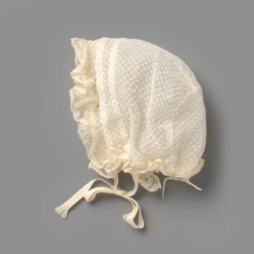 Girls' Cap of Linen, Batiste and Net Fabric, Trimmed with Two Rows and Bobbin Lace
