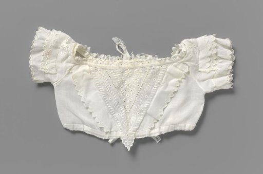 Bodice of a baby dress, of fine batiste, with embroidered triangular front panel decorations