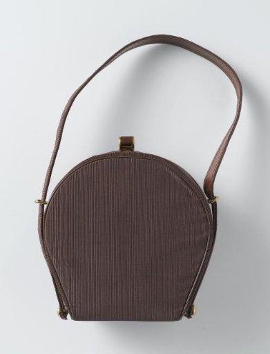 Handbag of dark brown taffeta in horseshoe shape with clasp