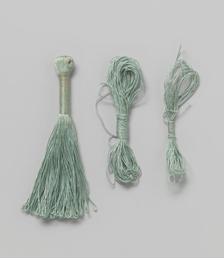 Length of light blue silk cord, three pieces