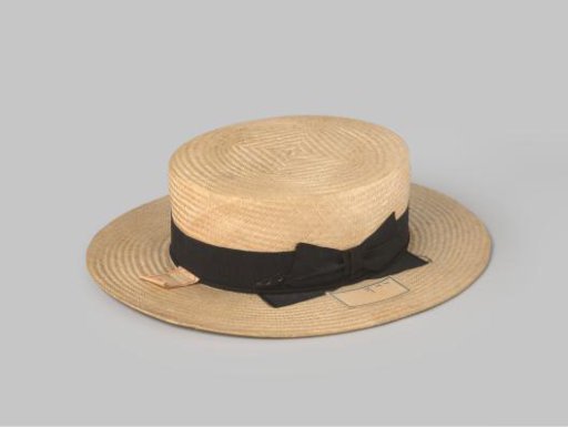 Hat of natural-colored braided straw