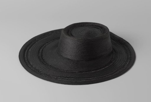 Straw hat of black openwork straw band