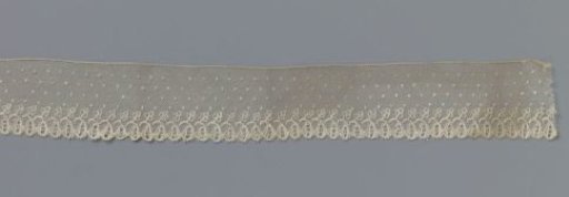 Strip of bobbin lace with hanging bellflowers