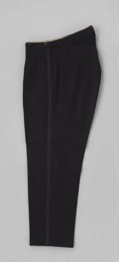 Trousers of black cloth, part of smoking jacket