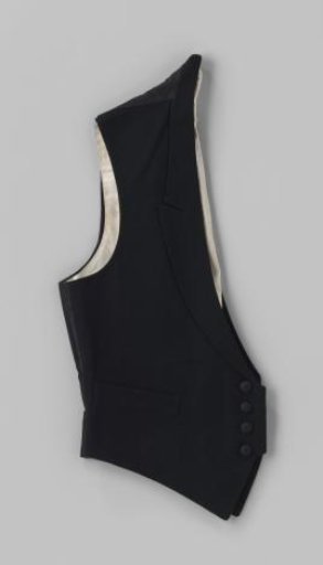 Waistcoat with deep V-neck with scarf collar of black wool