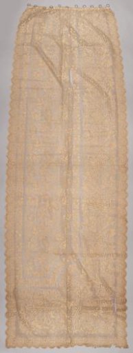 Machine-Made Lace Curtain with Rising Floral and Leafy Scrolls within Three Shell Borders