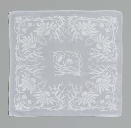 Linen damask finger towel with the Marguerite pattern