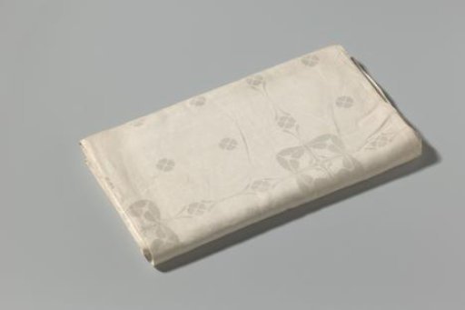 Linen damask tablecloth with butterflies