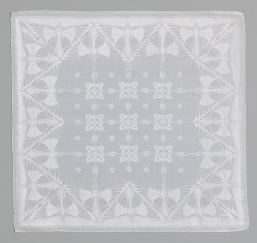 Linen damask napkin with butterflies