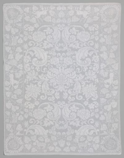 Linen Damask Napkin with a Floral Pattern
