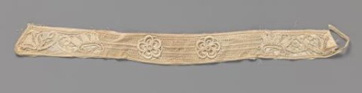 Passement of Machine Lace with Two Thick Relief Rosettes
