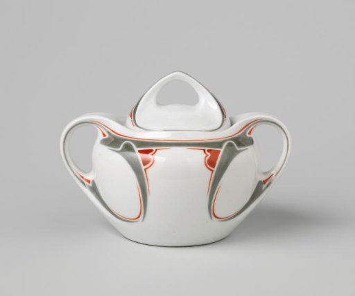 Cover of a sugar bowl with stylized floral motifs