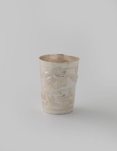 Silver cup, decorated with naturalistic flower branches in relief