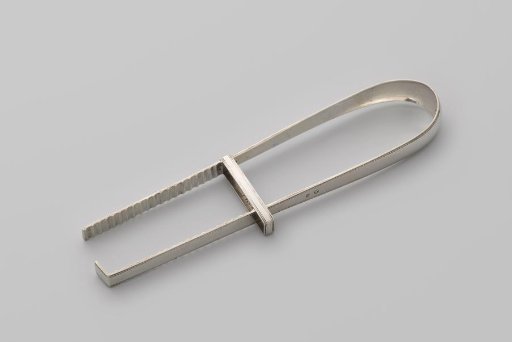 Asparagus tongs with two rectangular handles ribbed on the inside