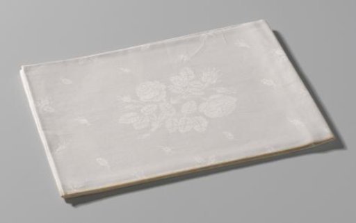 Linen Damask Napkin with Flowers