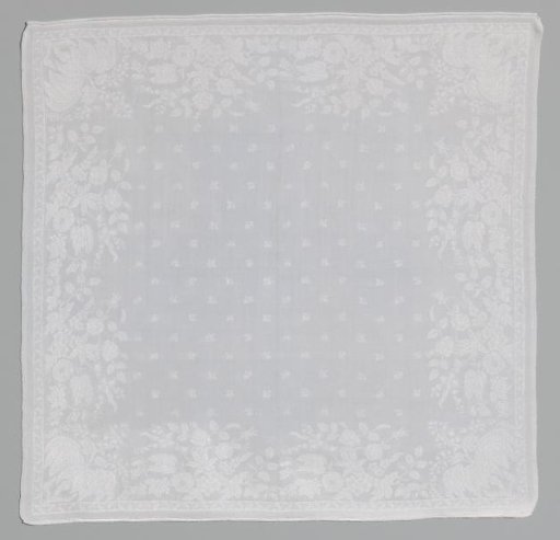 Linen damask napkin with a floral pattern