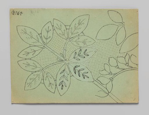 Lace pattern for a cloth of bobbin lace with golden branch and flower motifs