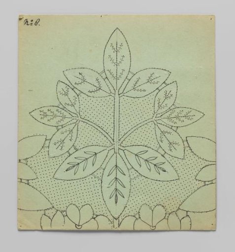 Lace pattern for a cloth of bobbin lace with golden branch and flower motifs