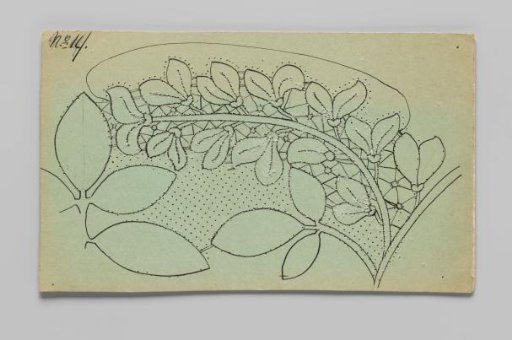 Lace pattern for a garment of bobbin lace with golden vine branches and flowers