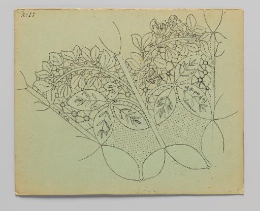Lace pattern for a cloth of bobbin lace with golden vine branches and flowers